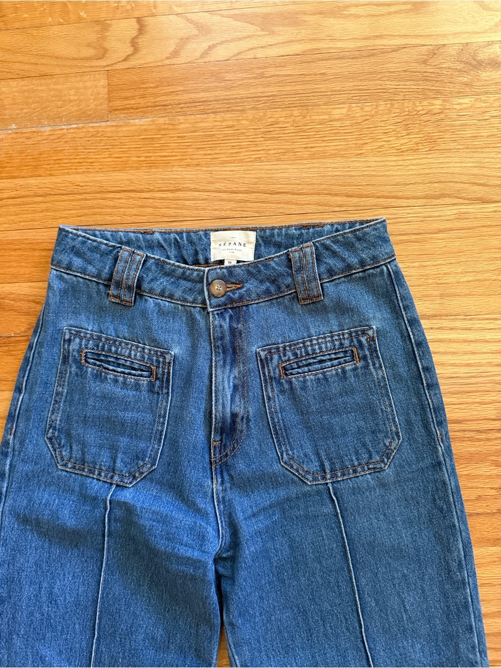 Met Sezane Augusto Blue Denim Jeans size 36 S - Picture 3 of 7